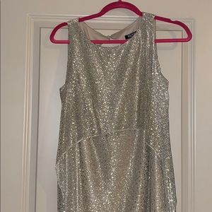 Gold tea length party dress